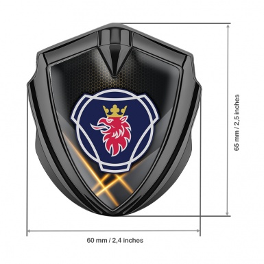 Scania Domed Badge Graphite Orange Hex Lights Classic Griffin Logo Motif
