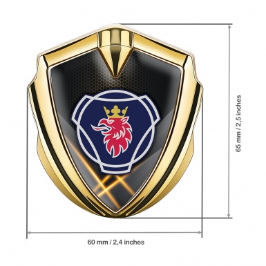 Scania Domed Badge Gold Orange Hex Lights Classic Griffin Logo Motif