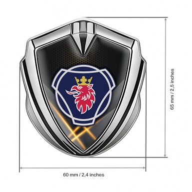 Scania Domed Badge Silver Orange Hex Lights Classic Griffin Logo Motif