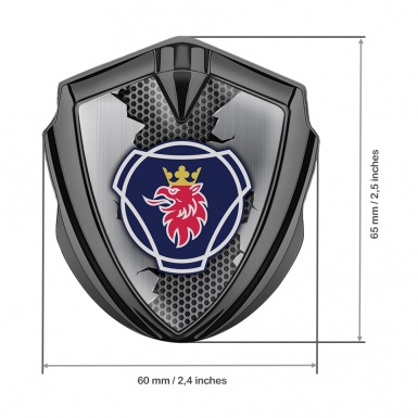 Scania Metal Domed Emblem Graphite Metal Honeycomb Classic Griffon Design