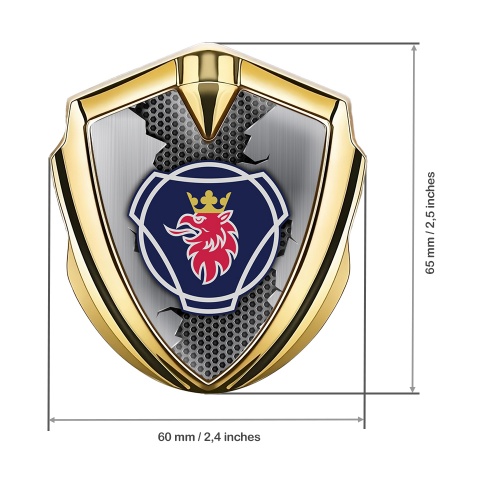 Scania Metal Domed Emblem Gold Metal Honeycomb Classic Griffon Design