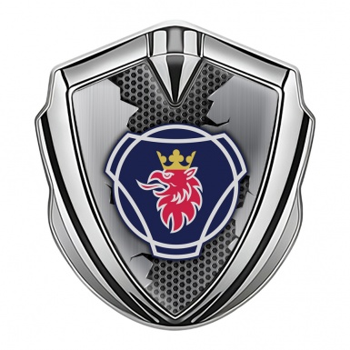 Scania Metal Domed Emblem Silver Metal Honeycomb Classic Griffon Design