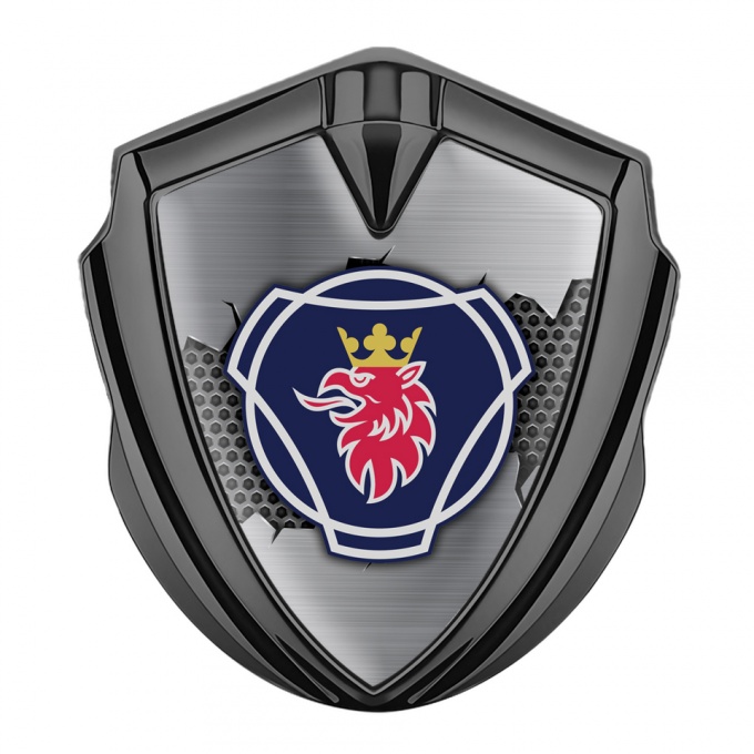 Scania Badge Self Adhesive Graphite Torn Metal Classic Griffon Logo