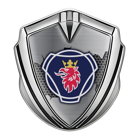 Scania Badge Self Adhesive Silver Torn Metal Classic Griffon Logo