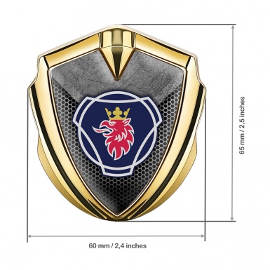 Scania Emblem Fender Badge Gold Honeycomb Stone Slab Griffon Logo
