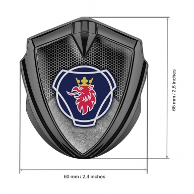 Scania Metal Emblem Self Adhesive Graphite Gravel Texture Griffon Motif