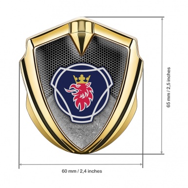 Scania Metal Emblem Self Adhesive Gold Gravel Texture Griffon Motif