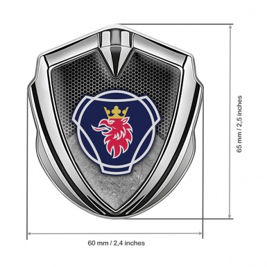 Scania Metal Emblem Self Adhesive Silver Gravel Texture Griffon Motif