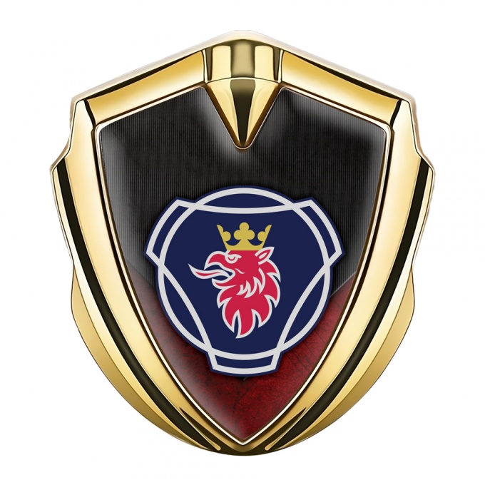 Scania Fender Emblem Badge Gold Dark Red Element Big Griffon Logo