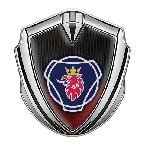 Scania Fender Emblem Badge Silver Dark Red Element Big Griffon Logo