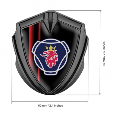 Scania Emblem Trunk Badge Graphite Black Crimson Stripes Griffon Edition