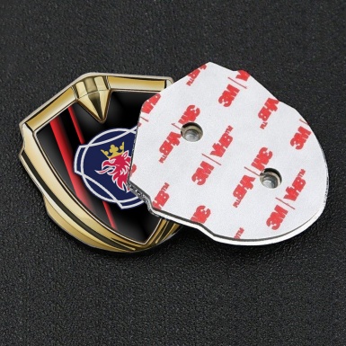 Scania Emblem Trunk Badge Gold Black Crimson Stripes Griffon Edition