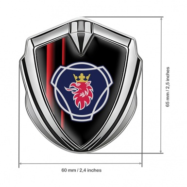 Scania Emblem Trunk Badge Silver Black Crimson Stripes Griffon Edition