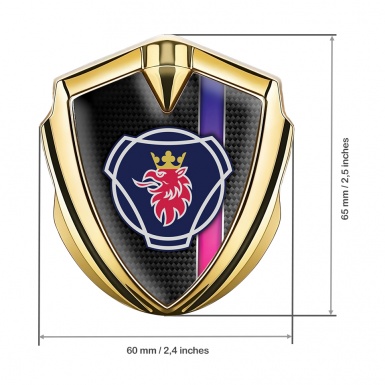 Scania Emblem Self Adhesive Gold Black Carbon Purple Stripe Griffon Logo