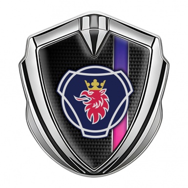 Scania Emblem Self Adhesive Silver Black Carbon Purple Stripe Griffon Logo