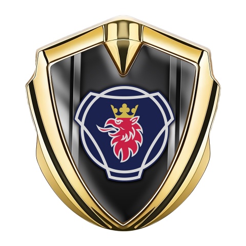 Scania Emblem Badge Gold Black Metal Frames Effect Griffon Logo
