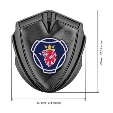 Scania Metal Domed Emblem Graphite Scratched Surface Griffon Logo Motif