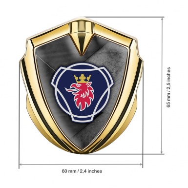 Scania Metal Domed Emblem Gold Scratched Surface Griffon Logo Motif