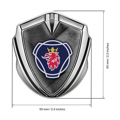 Scania Metal Domed Emblem Silver Scratched Surface Griffon Logo Motif