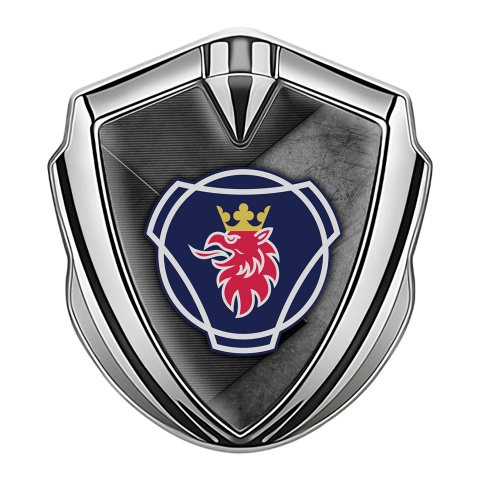 Scania Metal Domed Emblem Silver Scratched Surface Griffon Logo Motif