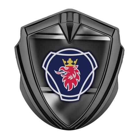 Scania Badge Self Adhesive Graphite Metallic Frame Griffon Classic Logo