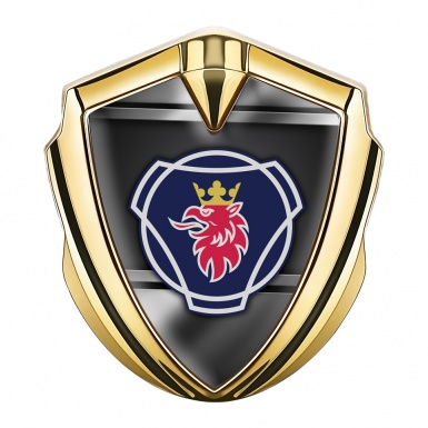 Scania Badge Self Adhesive Gold Metallic Frame Griffon Classic Logo
