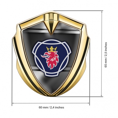 Scania Badge Self Adhesive Gold Metallic Frame Griffon Classic Logo