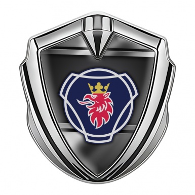 Scania Badge Self Adhesive Silver Metallic Frame Griffon Classic Logo