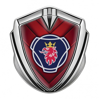 Scania Emblem Badge Self Adhesive Silver Red Hex Classic Logo Design