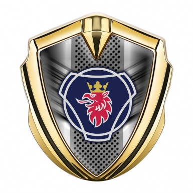 Scania Emblem Fender Badge Gold Metal Grille Classic Griffin Design