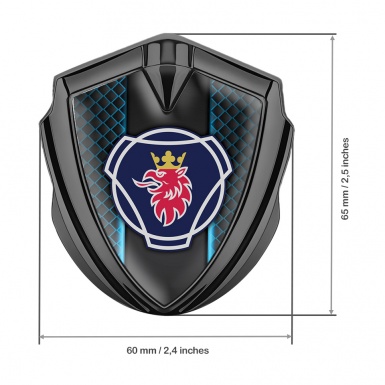 Scania Metal Emblem Self Adhesive Graphite Blue Aurora Big Griffin Edition