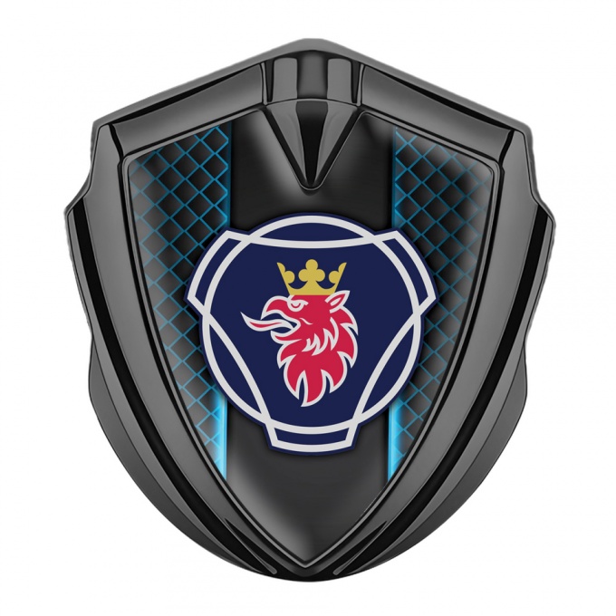 Scania Metal Emblem Self Adhesive Graphite Blue Aurora Big Griffin Edition