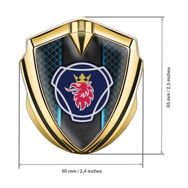 Scania Metal Emblem Self Adhesive Gold Blue Aurora Big Griffin Edition