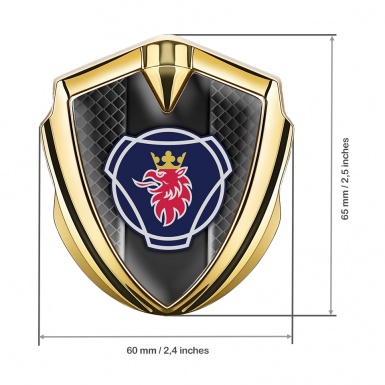 Scania Emblem Trunk Badge Gold Dark Cells Big Griffin Logo