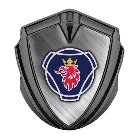 Scania Domed Emblem Graphite Brushed Aluminum Big Griffin Symbol Edition