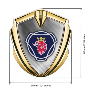 Scania Domed Emblem Gold Brushed Aluminum Big Griffin Symbol Edition