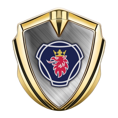 Scania Domed Emblem Gold Brushed Aluminum Big Griffin Symbol Edition