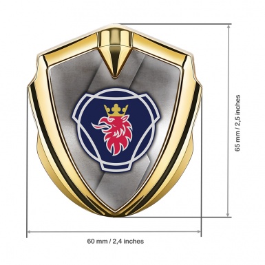 Scania Bodyside Domed Emblem Gold Polished Metal Griffin Logo Edition