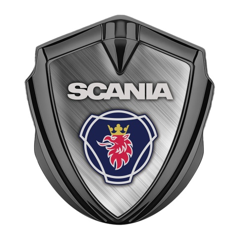 Scania Badge Self Adhesive Graphite Brushed Metal Texture Griffon Edition