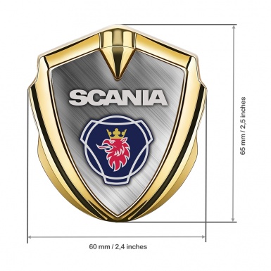 Scania Badge Self Adhesive Gold Brushed Metal Texture Griffon Edition