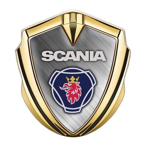 Scania Badge Self Adhesive Gold Brushed Metal Texture Griffon Edition