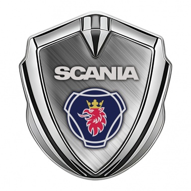 Scania Badge Self Adhesive Silver Brushed Metal Texture Griffon Edition