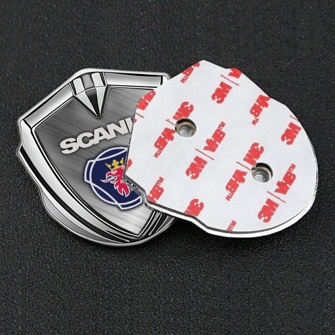 Scania Badge Self Adhesive Silver Brushed Metal Texture Griffon Edition