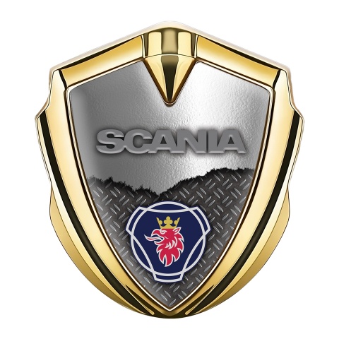 Scania Bodyside Emblem Self Adhesive Gold Torn Sheet Classic Grey Logo