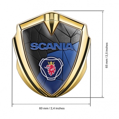 Scania Metal Domed Emblem Gold Dark Blue Mosaic Classic Griffon Logo