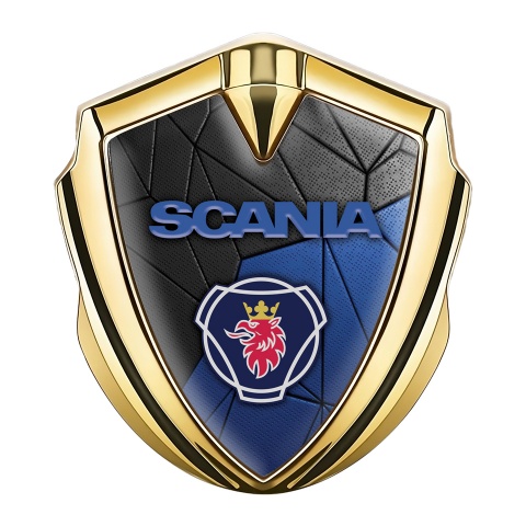 Scania Metal Domed Emblem Gold Dark Blue Mosaic Classic Griffon Logo