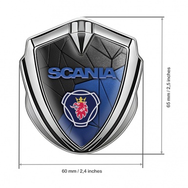 Scania Metal Domed Emblem Silver Dark Blue Mosaic Classic Griffon Logo