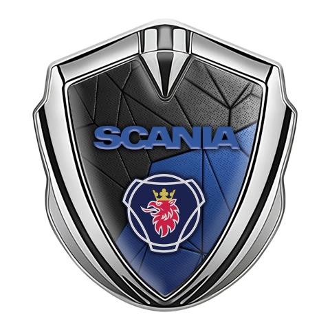 Scania Metal Domed Emblem Silver Dark Blue Mosaic Classic Griffon Logo
