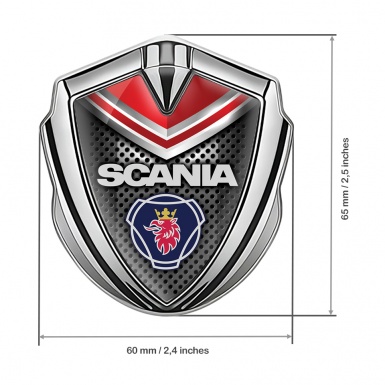 Scania Emblem Fender Badge Silver Dark Grate Red Fragment Griffon Edition