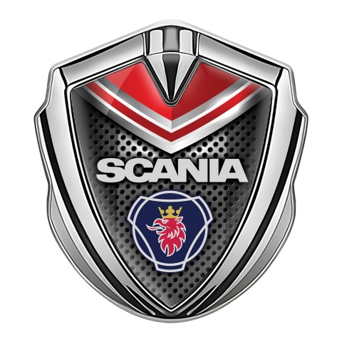 Scania Emblem Fender Badge Silver Dark Grate Red Fragment Griffon Edition
